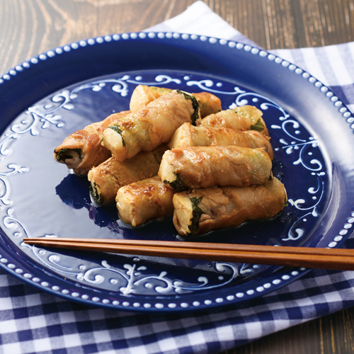 木綿豆腐の豚しそ巻きポン酢バター